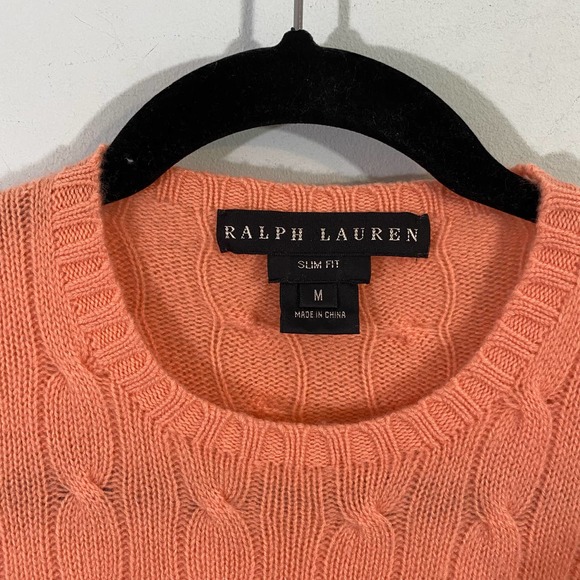 Ralph Lauren Women's Coral Cable Knit Slim Fit Cashmere Sweater Size M - Picture 4 of 8